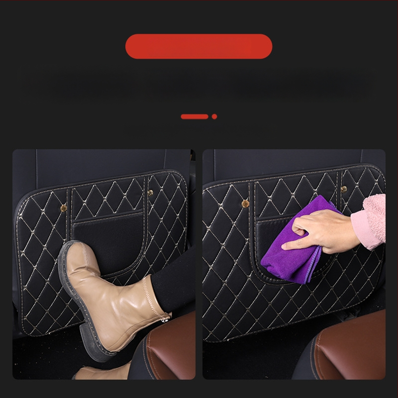 Δερμάτινο προστατευτικό πίσω από το κάθισμα αυτοκινήτου με μοτίβο λογότυπου μάρκας – καθολική προστασία για το πίσω κάθισμα, προστασία από βρωμιά και φθορά