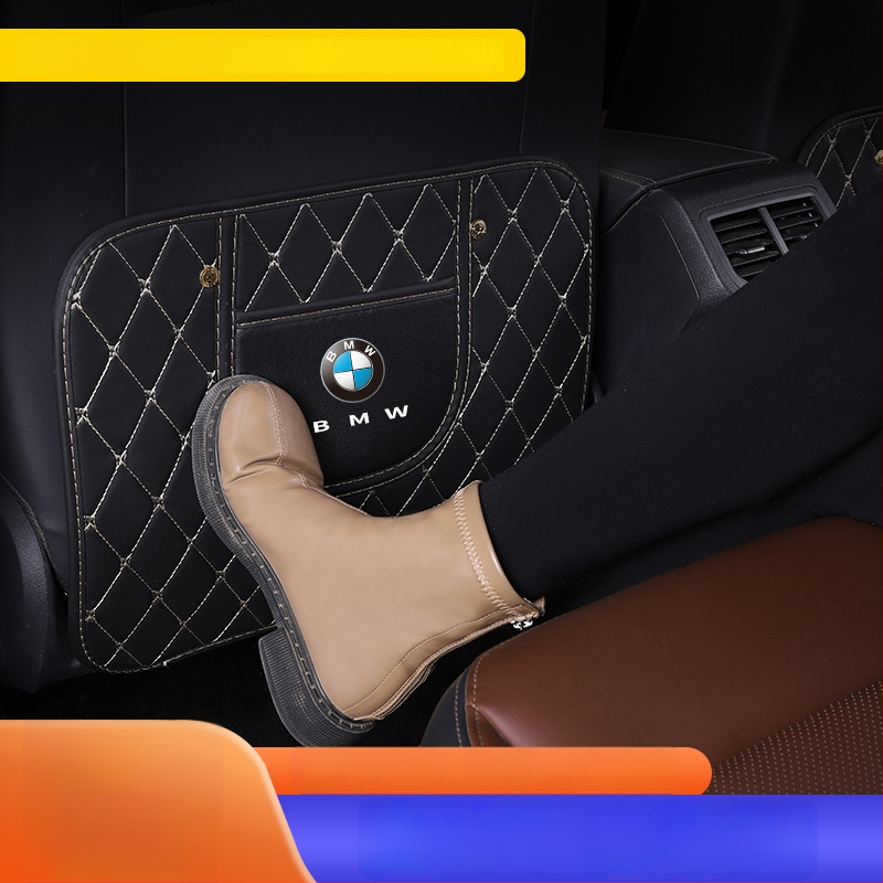 Δερμάτινο προστατευτικό πίσω από το κάθισμα αυτοκινήτου με μοτίβο λογότυπου μάρκας – καθολική προστασία για το πίσω κάθισμα, προστασία από βρωμιά και φθορά