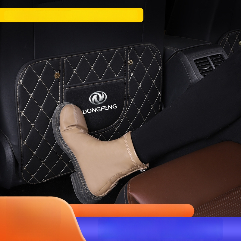 Δερμάτινο προστατευτικό πίσω από το κάθισμα αυτοκινήτου με μοτίβο λογότυπου μάρκας – καθολική προστασία για το πίσω κάθισμα, προστασία από βρωμιά και φθορά