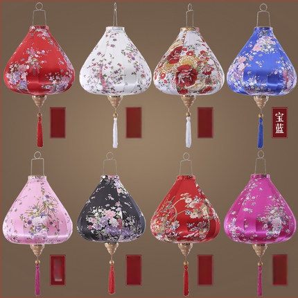 Āra lampions no zīda, antīks retro stils, neregulāra forma, izgaismojošs