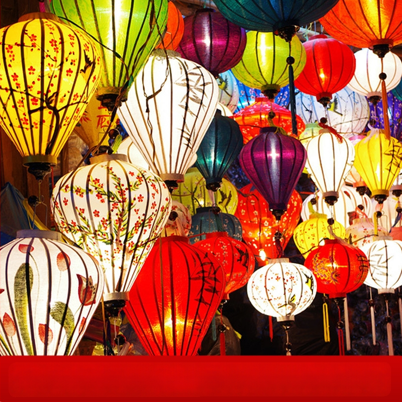 Āra lampions no zīda, antīks retro stils, neregulāra forma, izgaismojošs