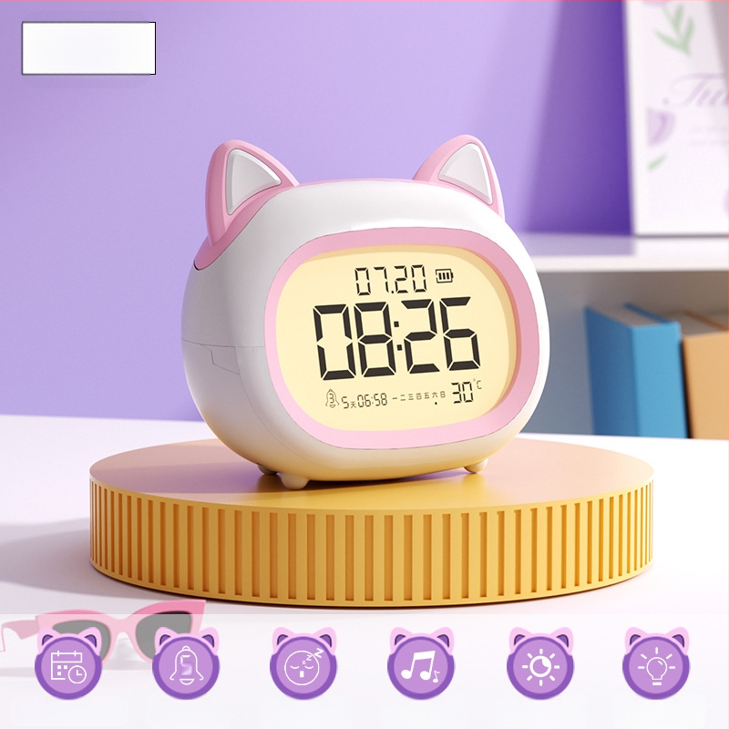 Laste äratuskell – mitmekülgne äratuskell lastele, nutikas meeldetuletus, öövalgus, lauakell, armas disain (Toide: Patarei; Veekindlus: Jah; Näidiku tüüp: Muu; Stiil: Armas)