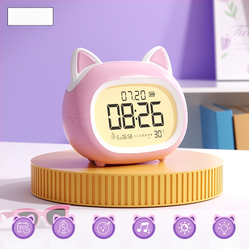 Laste äratuskell – mitmekülgne äratuskell lastele, nutikas meeldetuletus, öövalgus, lauakell, armas disain (Toide: Patarei; Veekindlus: Jah; Näidiku tüüp: Muu; Stiil: Armas)