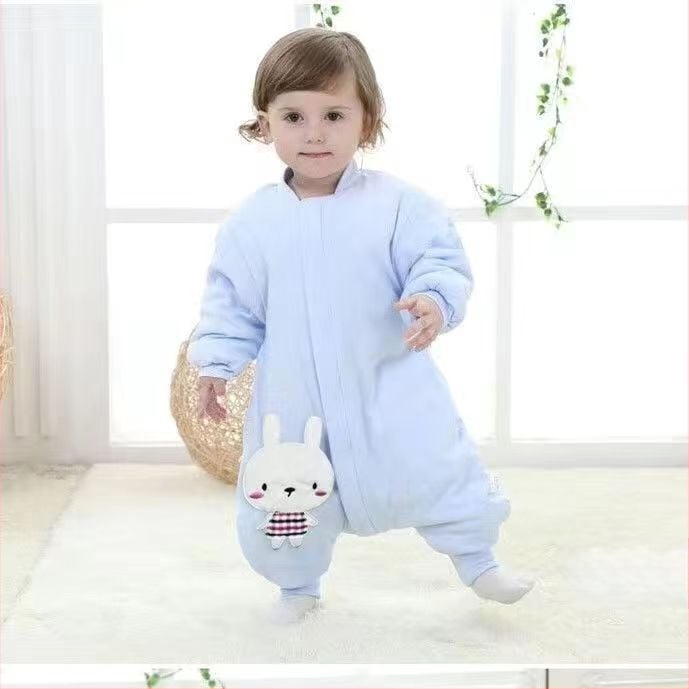 Laste karikatuuridega magamiskott-pijama, eemaldatavate varrukatega, 100% puuvill, paks sügisel-talvel, eraldi jalgadega, ühes tükis