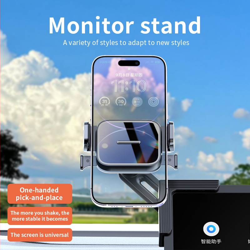 Auto telefonihoidik keskekraani jaoks – universaalne, Snap-on paigaldus, ühe kliki lukustus, horisontaalne ja vertikaalne asend, kohandamine saadaval