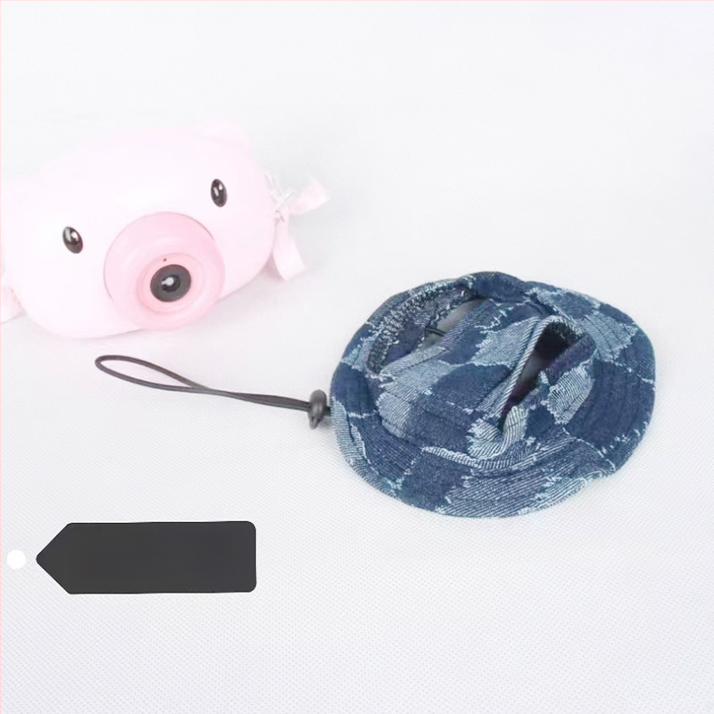 Saulės skrybėlė naminiams gyvūnėliams su ausų skylėmis — žvejo stilius, medvilnė, reljefas, pavasaris, laisvas