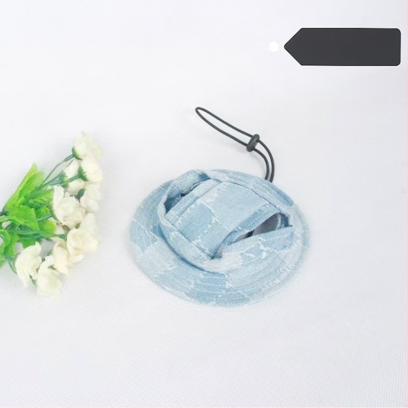 Saulės skrybėlė naminiams gyvūnėliams su ausų skylėmis — žvejo stilius, medvilnė, reljefas, pavasaris, laisvas