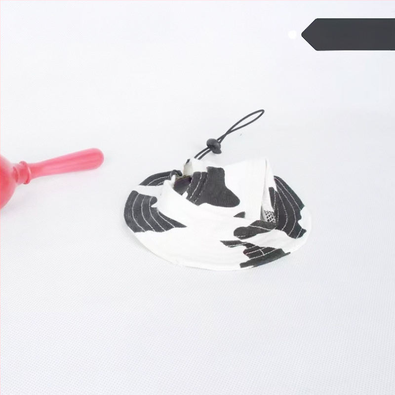 Saulės skrybėlė naminiams gyvūnėliams su ausų skylėmis — žvejo stilius, medvilnė, reljefas, pavasaris, laisvas