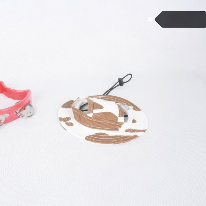 Saulės skrybėlė naminiams gyvūnėliams su ausų skylėmis — žvejo stilius, medvilnė, reljefas, pavasaris, laisvas