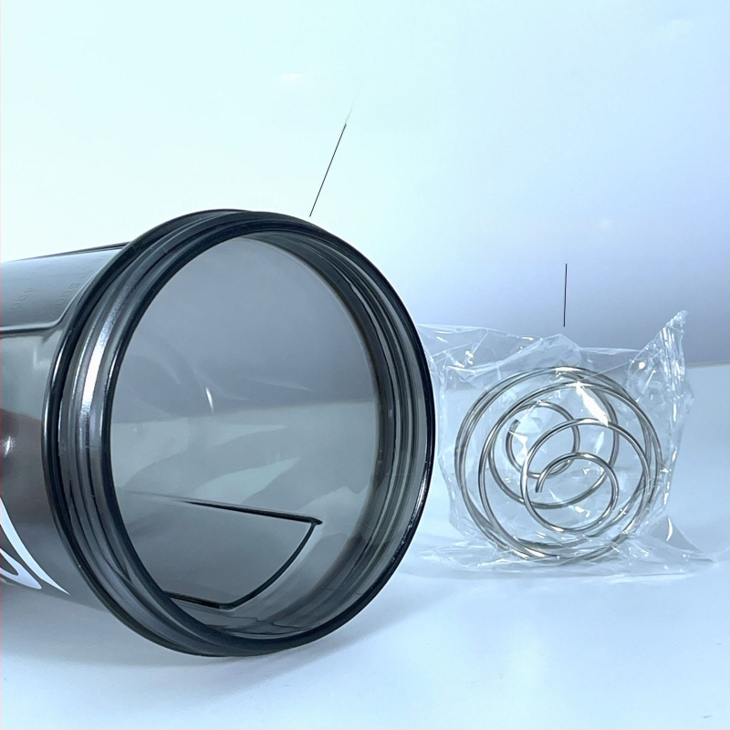 PC medžiagos kratymo puodelis, cilindrinis, vieno sluoksnio, su maišymo kamuoliuku ir spausdintu logotipu