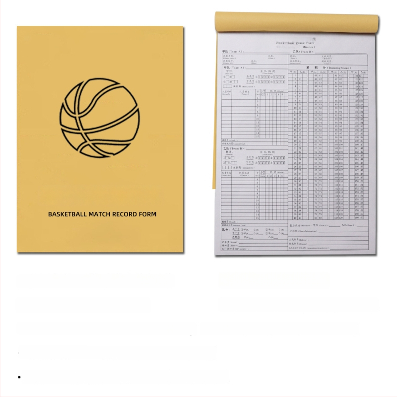 Basketbola tiesneša reģistrēšanas grāmatā - papīrs, komplekts 500 gab., rezultātu tabula, maiņas kartes un taktikas tabula