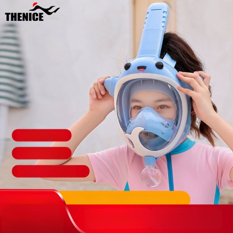 Thenice Bērnu pilnas sausas niršanas maskas ar anti-fog HD lēcām snorkelēšanai — Materiāls: polikarbonāts un šķidrais silikons