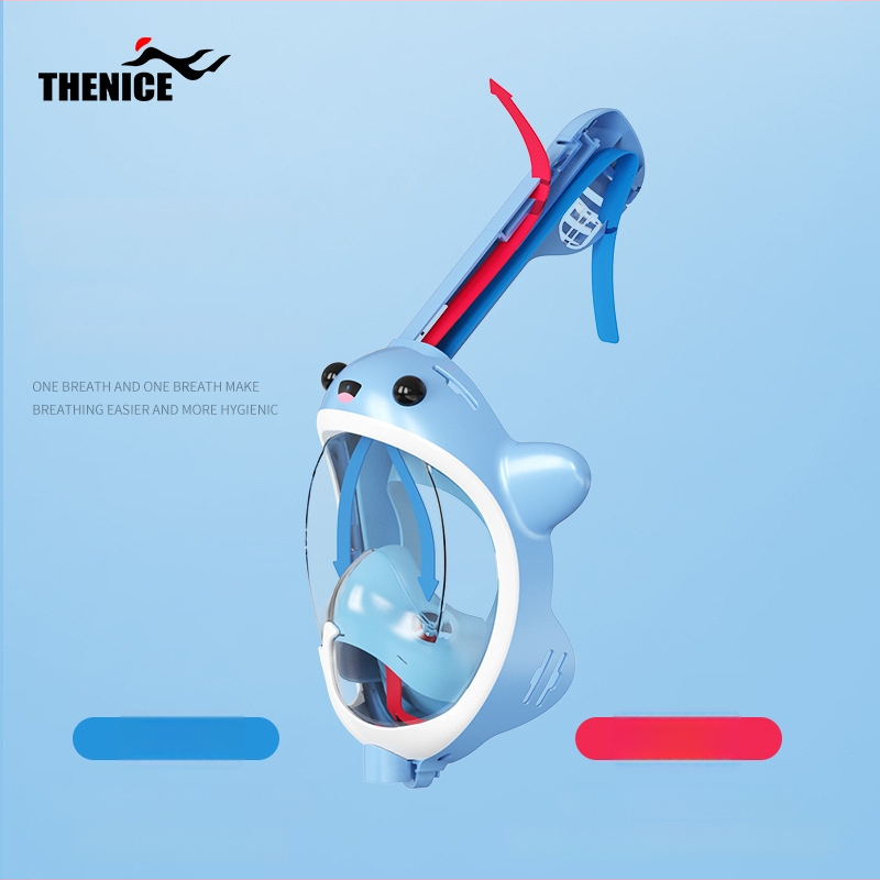 Thenice Bērnu pilnas sausas niršanas maskas ar anti-fog HD lēcām snorkelēšanai — Materiāls: polikarbonāts un šķidrais silikons