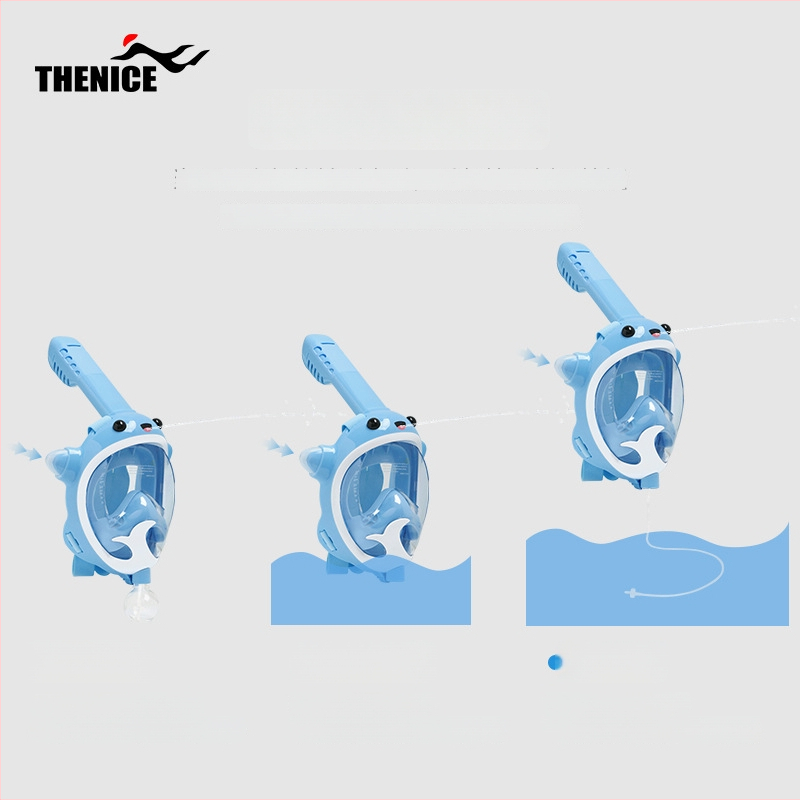 Thenice Bērnu pilnas sausas niršanas maskas ar anti-fog HD lēcām snorkelēšanai — Materiāls: polikarbonāts un šķidrais silikons