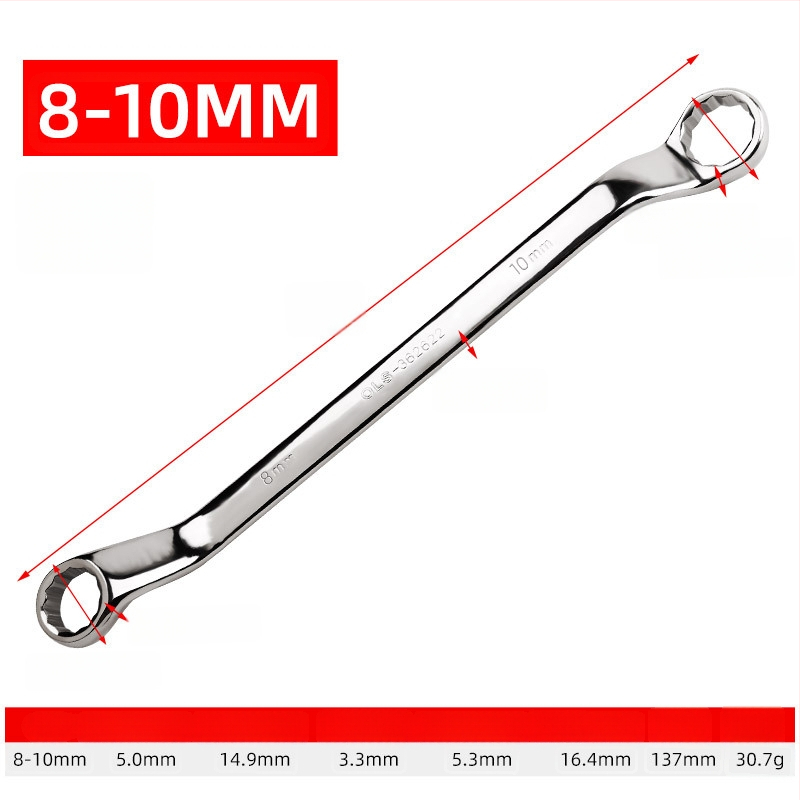 Διπλού σκοπού Plum wrench, χάλυβας 45#, λαμπερή επίστρωση χρωμίου, βάρος 200 g, μετρικό πρότυπο