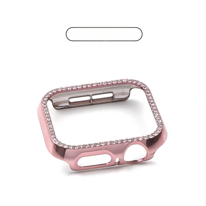 Apple Watch S10 серия — цялостен защитен кейс с закалено филмче за екран, диамантено инкрустиране, PC материал, 360° защита