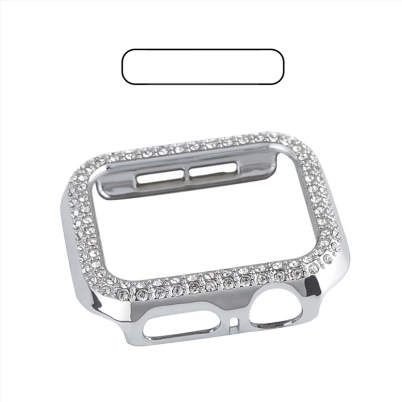 Apple Watch S10 серия — цялостен защитен кейс с закалено филмче за екран, диамантено инкрустиране, PC материал, 360° защита