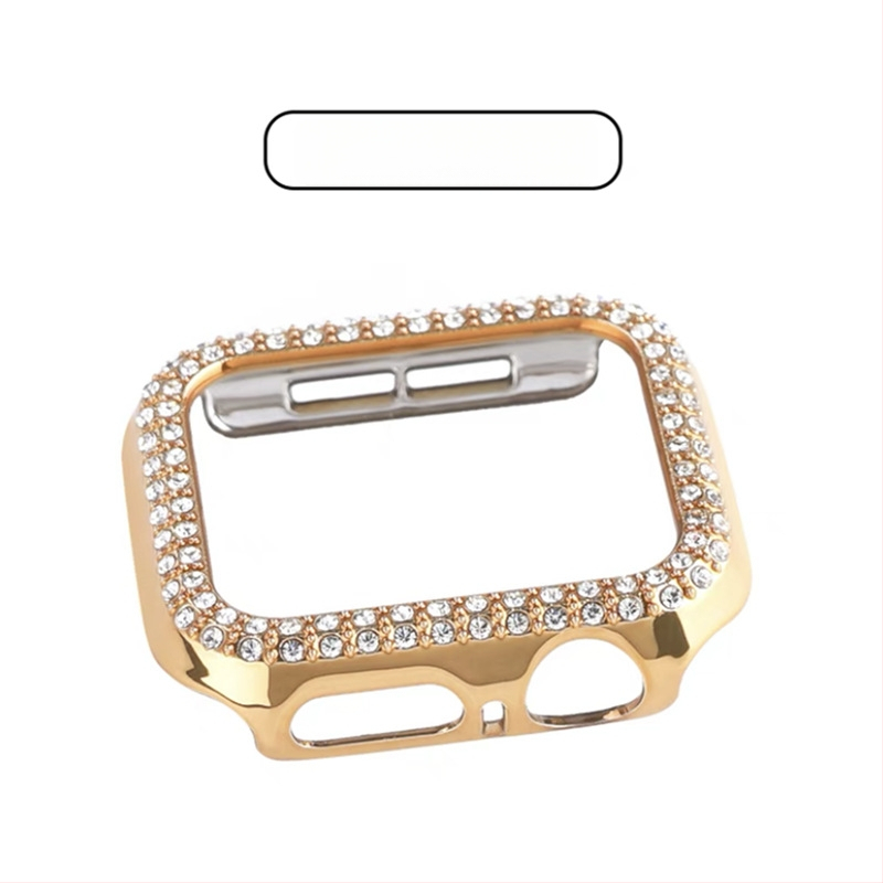 Apple Watch S10 серия — цялостен защитен кейс с закалено филмче за екран, диамантено инкрустиране, PC материал, 360° защита