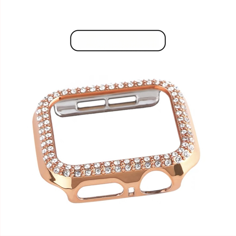 Apple Watch S10 серия — цялостен защитен кейс с закалено филмче за екран, диамантено инкрустиране, PC материал, 360° защита