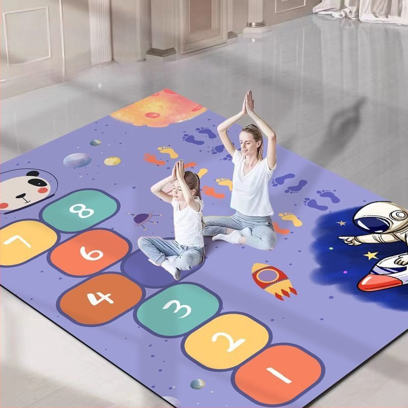 Ματ γιόγκα για δύο, πάχος 6 mm, απορροφητικό κραδασμών, μη υφαντό ύφασμα, γεωμετρικό σχέδιο