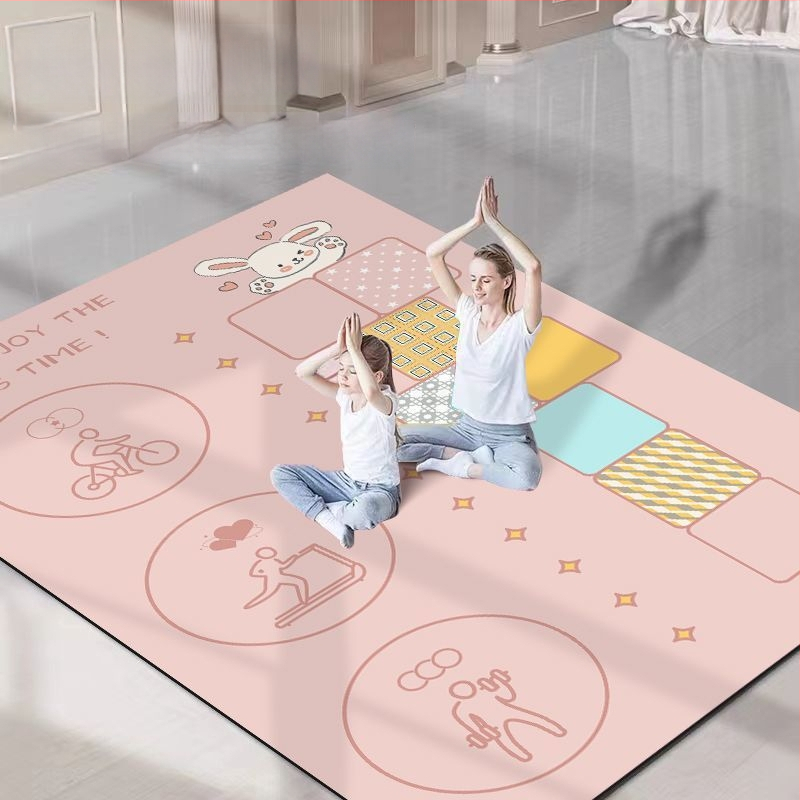 Ματ γιόγκα για δύο, πάχος 6 mm, απορροφητικό κραδασμών, μη υφαντό ύφασμα, γεωμετρικό σχέδιο