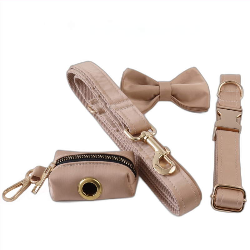 Каишка за кучета с панделка и повод — гравирана, против загуба, регулируема, полиестер, монохромен модел