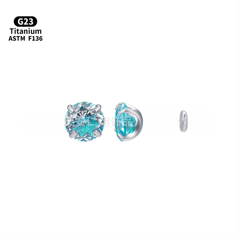 Lūpų ir ausų studos iš F136 titano lydinio, 5A cirkonas, unisex geometrinis dizainas, poliruotas paviršius, grynumas G23