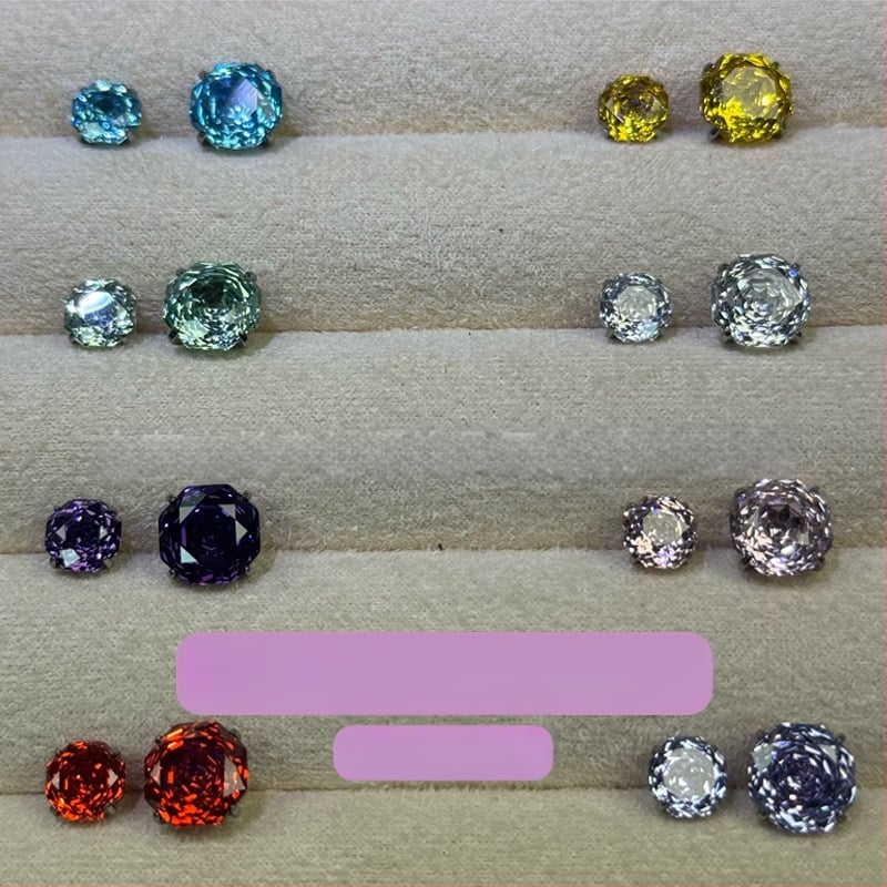 Renxiang auskarai iš titano lydinio F136, aštuoniakampis rožių pjovimo cirkonas, nagų laikiklis, grynumas G23