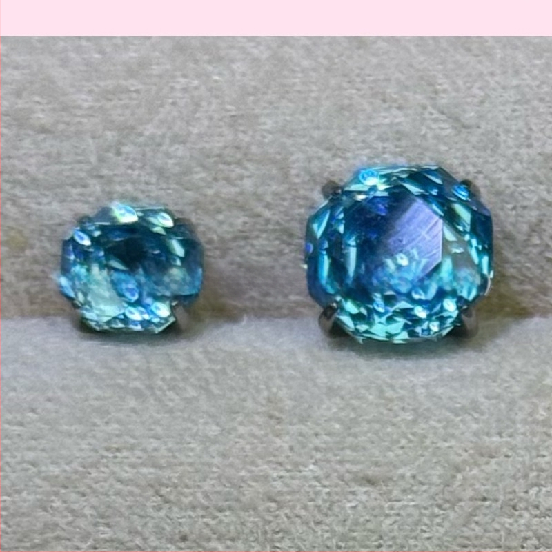 Renxiang auskarai iš titano lydinio F136, aštuoniakampis rožių pjovimo cirkonas, nagų laikiklis, grynumas G23