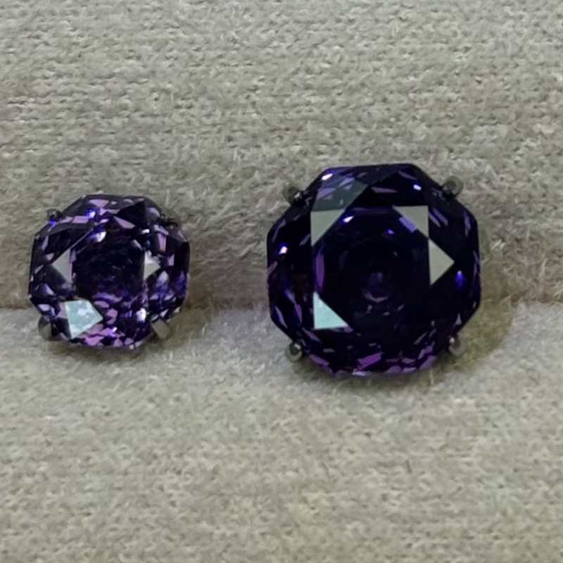 Renxiang auskarai iš titano lydinio F136, aštuoniakampis rožių pjovimo cirkonas, nagų laikiklis, grynumas G23