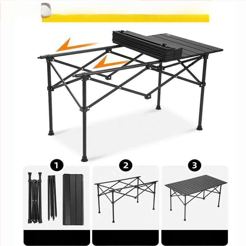 Πτυσσόμενο φορητό υπαίθριο τραπέζι για κάμπινγκ, ψάρεμα και πικ-νικ – ματ χάλυβας άνθρακα