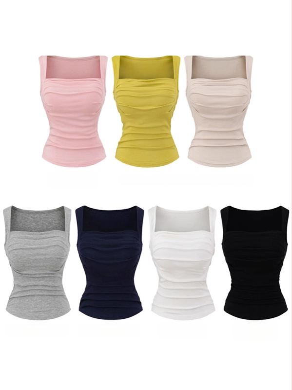 Камизолка със подплънка за бюст, квадратно деколте, тясна кройка, Rayon плат (90–95% съдържание rayon), микроеластичност