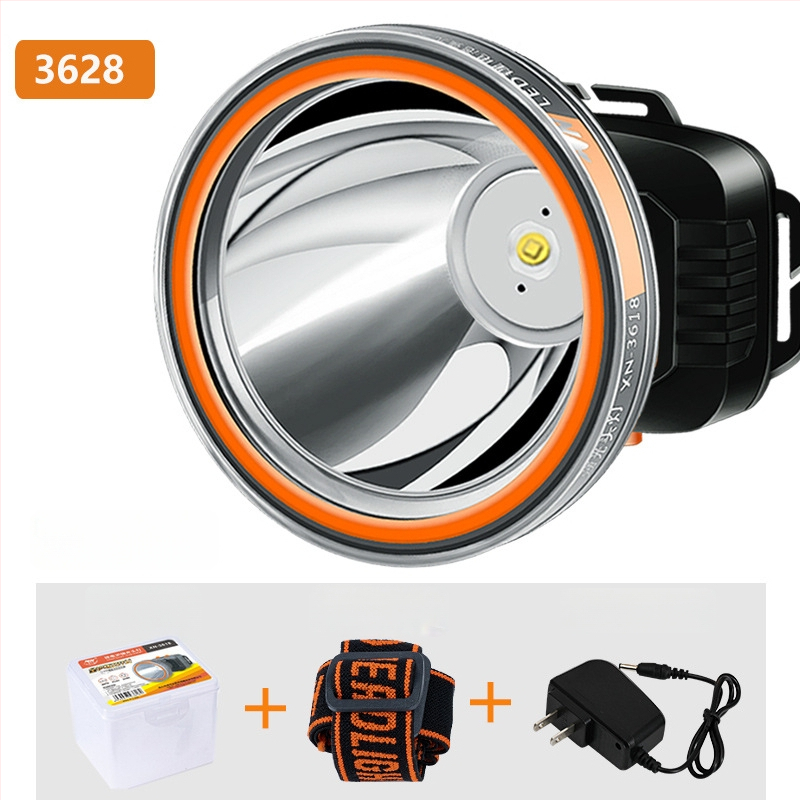 Frontala LED reîncărcabilă, baterie 2000mAh, putere 1W/3W/5W, acționare manuală, purtată pe cap pentru pescuit și activități în aer liber, încărcător inclus, rază până la 500 m