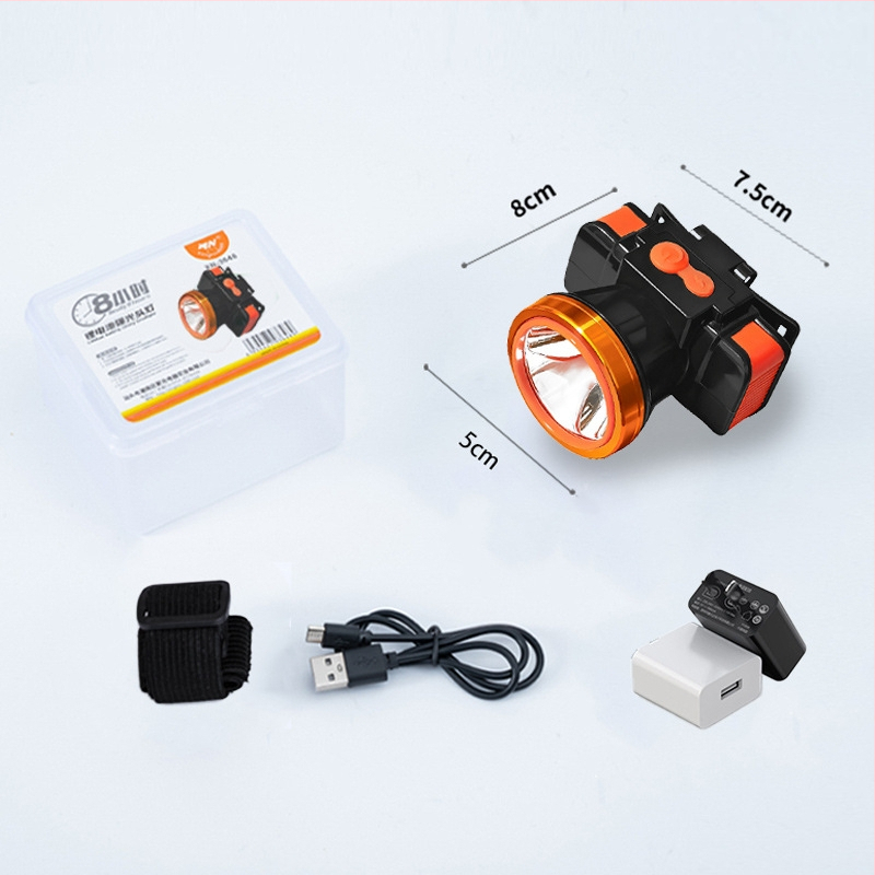 Frontala LED reîncărcabilă, baterie 2000mAh, putere 1W/3W/5W, acționare manuală, purtată pe cap pentru pescuit și activități în aer liber, încărcător inclus, rază până la 500 m