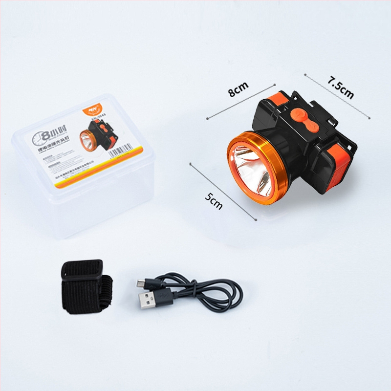 Frontala LED reîncărcabilă, baterie 2000mAh, putere 1W/3W/5W, acționare manuală, purtată pe cap pentru pescuit și activități în aer liber, încărcător inclus, rază până la 500 m