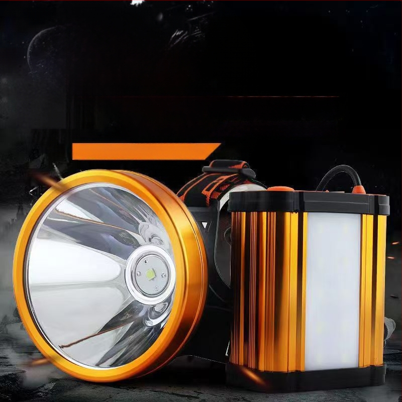 Lampa frontală pentru pescuit de noapte, LED reîncărcabil P90, 12V curent constant, 50W, 1200mAh, rază peste 500 m, impermeabilă