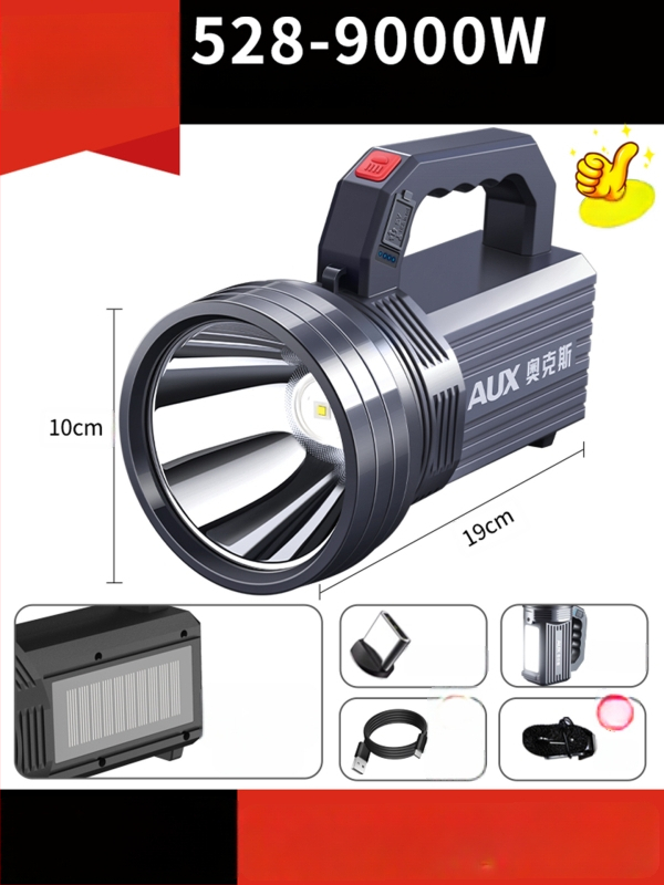 Įkraunamas LED žibintuvas | Ultra ryškus lauke, ilgas nuotolis | 5500–9900W, LED, ABS, nuotolis 500 m+