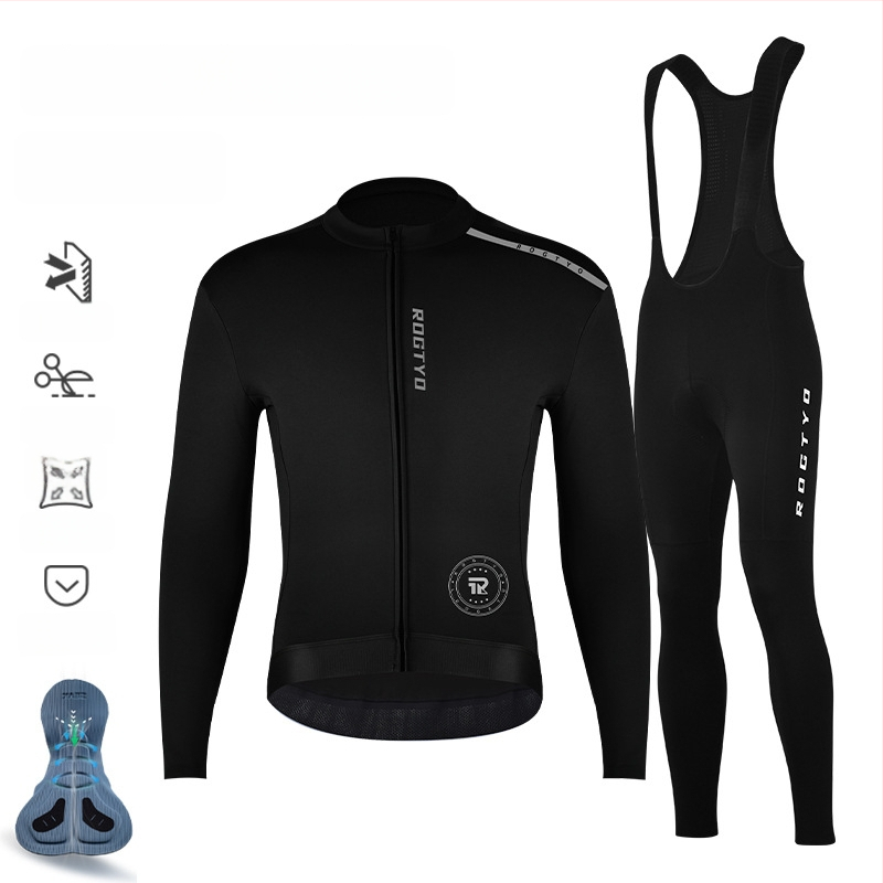 Vīriešu ziemas velosipēdu apģērbu komplekts — vējaizturīgs, silts audums, ceļa velosipēdam