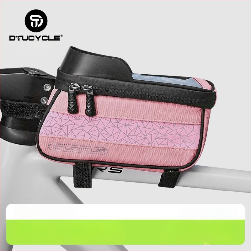 Τσάντα επάνω σωλήνα ποδηλάτου - Αδιάβροχη οθόνη αφής για κινητό, γεωμετρικός συνδυασμός χρωμάτων, 30L χωρητικότητα, DT1102, πολυεστέρας