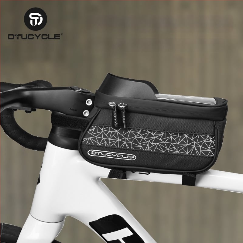 Τσάντα επάνω σωλήνα ποδηλάτου - Αδιάβροχη οθόνη αφής για κινητό, γεωμετρικός συνδυασμός χρωμάτων, 30L χωρητικότητα, DT1102, πολυεστέρας