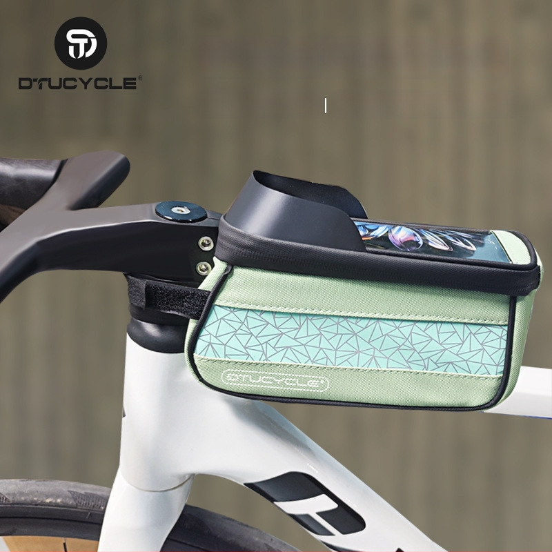 Τσάντα επάνω σωλήνα ποδηλάτου - Αδιάβροχη οθόνη αφής για κινητό, γεωμετρικός συνδυασμός χρωμάτων, 30L χωρητικότητα, DT1102, πολυεστέρας