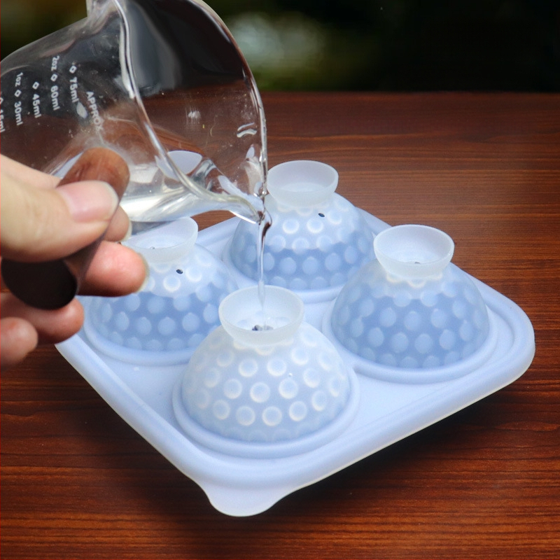 Μορφή πάγου για ουίσκι σε σχήμα μπάλας, σιλικόνινη παγοθήκη με 4 οπές για γκολφ, χωρητικότητα 100 ml