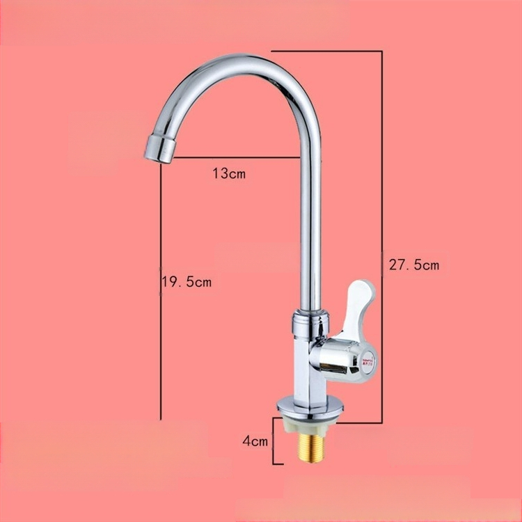 Virtuvės plautuvės čiaupas - sieninis montavimas, tik šaltas vanduo, vertikalus sukimas; varinis korpusas, varinis vožtuvo šerdis, 20 mm vožtuvo lizdas