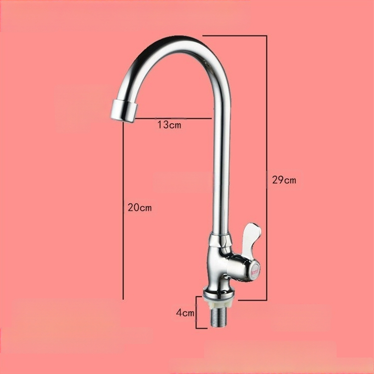 Virtuvės plautuvės čiaupas - sieninis montavimas, tik šaltas vanduo, vertikalus sukimas; varinis korpusas, varinis vožtuvo šerdis, 20 mm vožtuvo lizdas