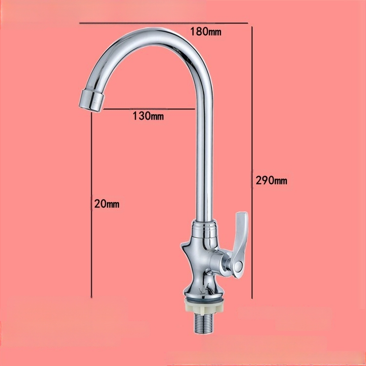 Virtuvės plautuvės čiaupas - sieninis montavimas, tik šaltas vanduo, vertikalus sukimas; varinis korpusas, varinis vožtuvo šerdis, 20 mm vožtuvo lizdas