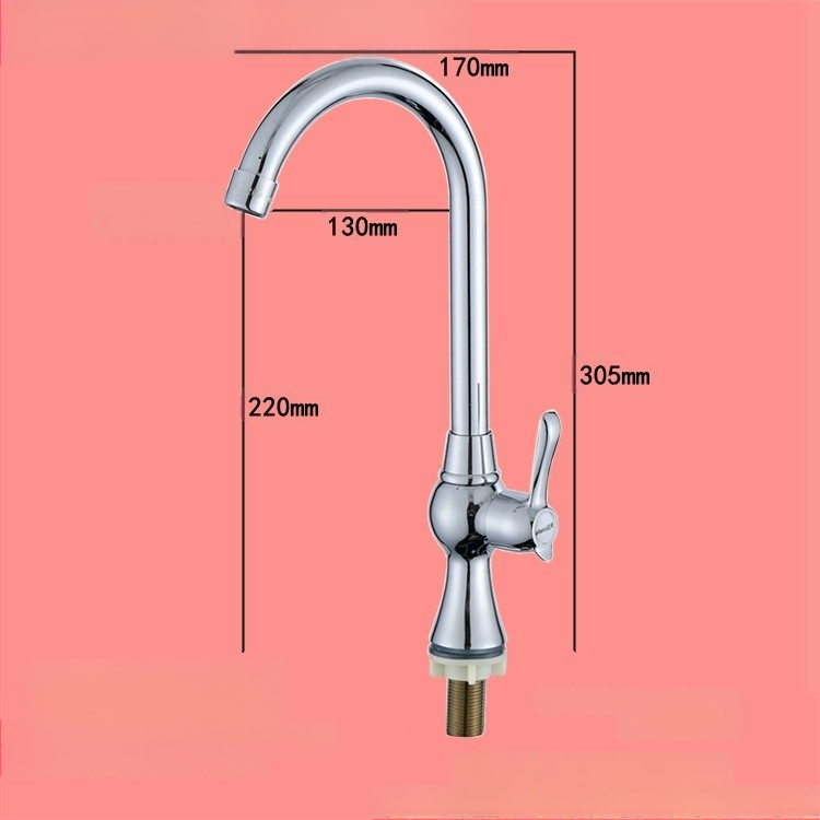 Virtuvės plautuvės čiaupas - sieninis montavimas, tik šaltas vanduo, vertikalus sukimas; varinis korpusas, varinis vožtuvo šerdis, 20 mm vožtuvo lizdas
