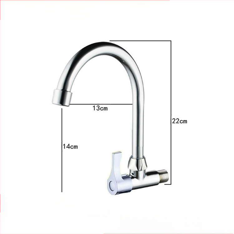 Virtuvės plautuvės čiaupas - sieninis montavimas, tik šaltas vanduo, vertikalus sukimas; varinis korpusas, varinis vožtuvo šerdis, 20 mm vožtuvo lizdas