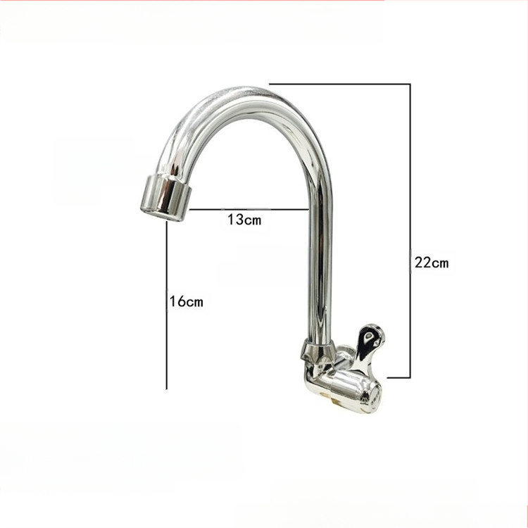 Virtuvės plautuvės čiaupas - sieninis montavimas, tik šaltas vanduo, vertikalus sukimas; varinis korpusas, varinis vožtuvo šerdis, 20 mm vožtuvo lizdas