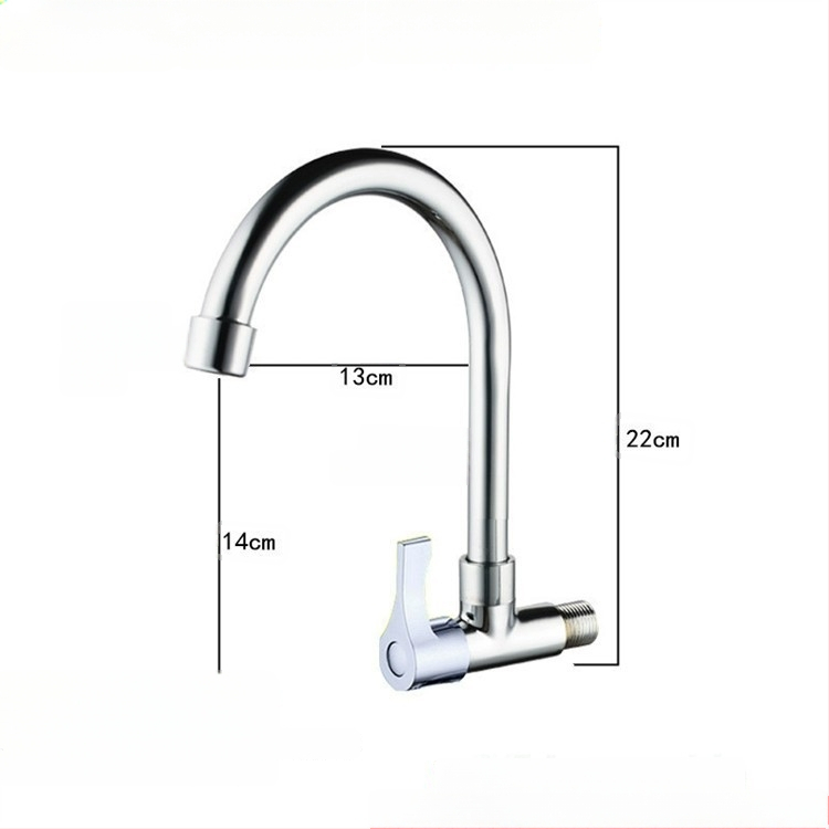 Virtuvės plautuvės čiaupas - sieninis montavimas, tik šaltas vanduo, vertikalus sukimas; varinis korpusas, varinis vožtuvo šerdis, 20 mm vožtuvo lizdas