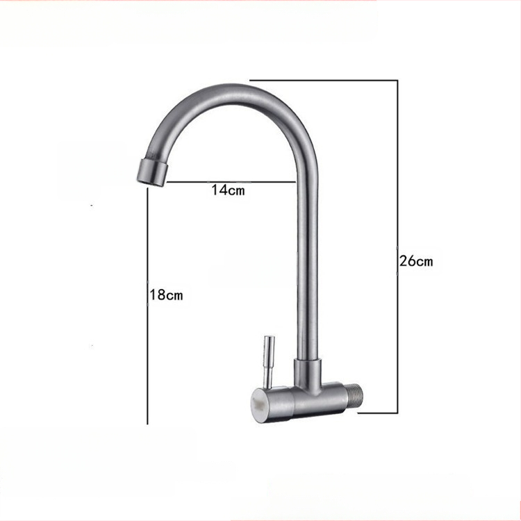 Virtuvės plautuvės čiaupas - sieninis montavimas, tik šaltas vanduo, vertikalus sukimas; varinis korpusas, varinis vožtuvo šerdis, 20 mm vožtuvo lizdas